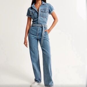 Abercrombie & Fitch Light Blue Denim Jumpsuit
